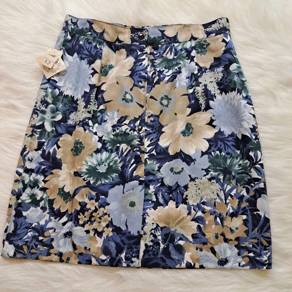 Paris Sport Club Floral Cotton Vintage Denim Skirt Size 12 - Picture 2 of 9